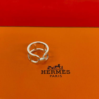Hermes Vintage Chaine D'ancre Ring 925 Sterling Silver