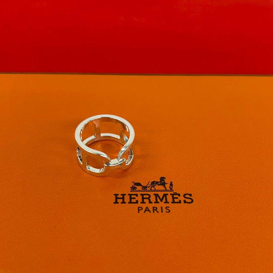 Hermes Vintage Chaine D'ancre Ring 925 Sterling Silver