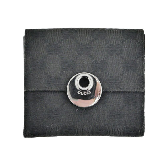 Gucci Hook Bifold Wallet GG Canvas Black Compact