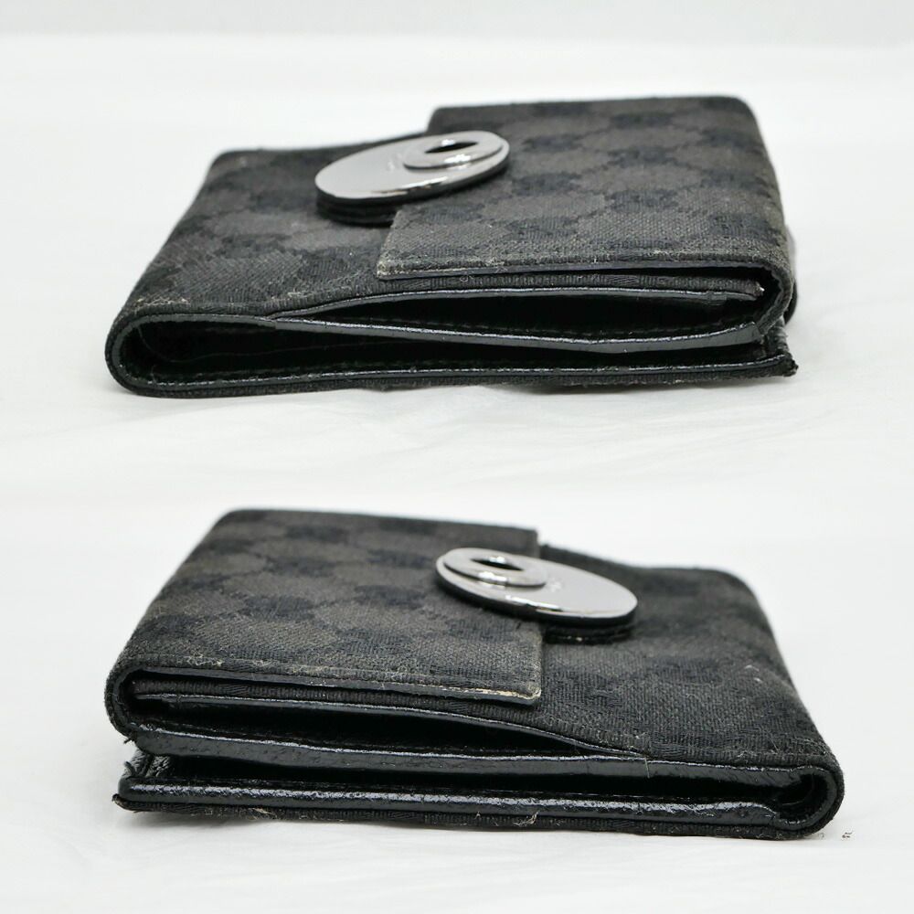 Gucci Hook Bifold Wallet GG Canvas Black Compact — view 3