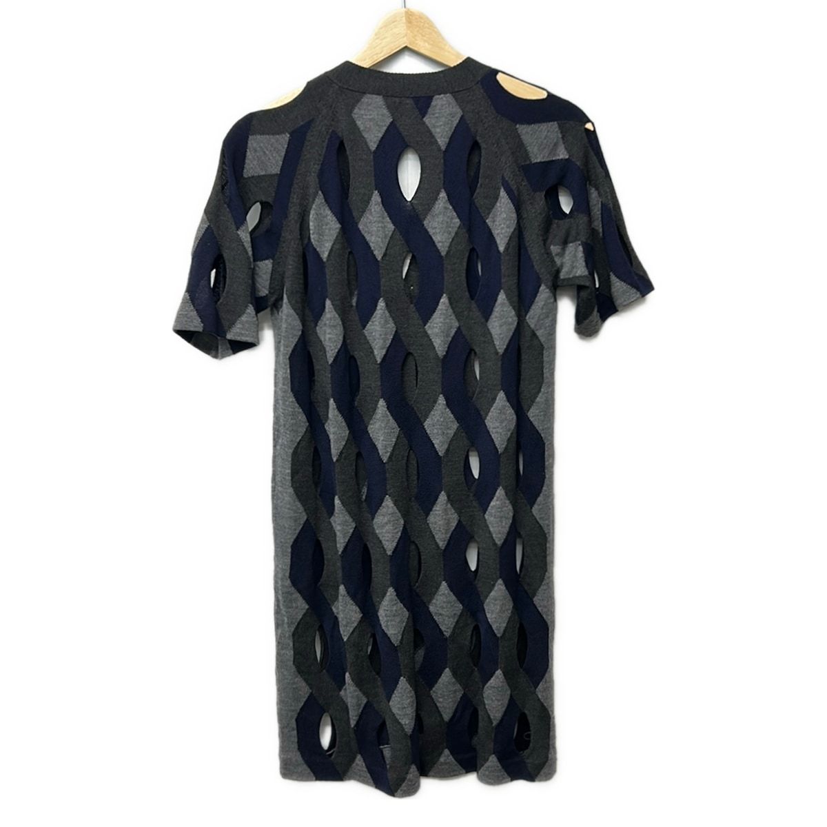 Miu Miu Cardigan 42 M Dark Gray Dark Navy Light Short Sleeve See Through Long — view 2