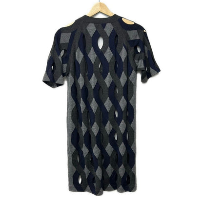 Miu Miu Cardigan 42 M Dark Gray Dark Navy Light Short Sleeve See Through Long — view 2