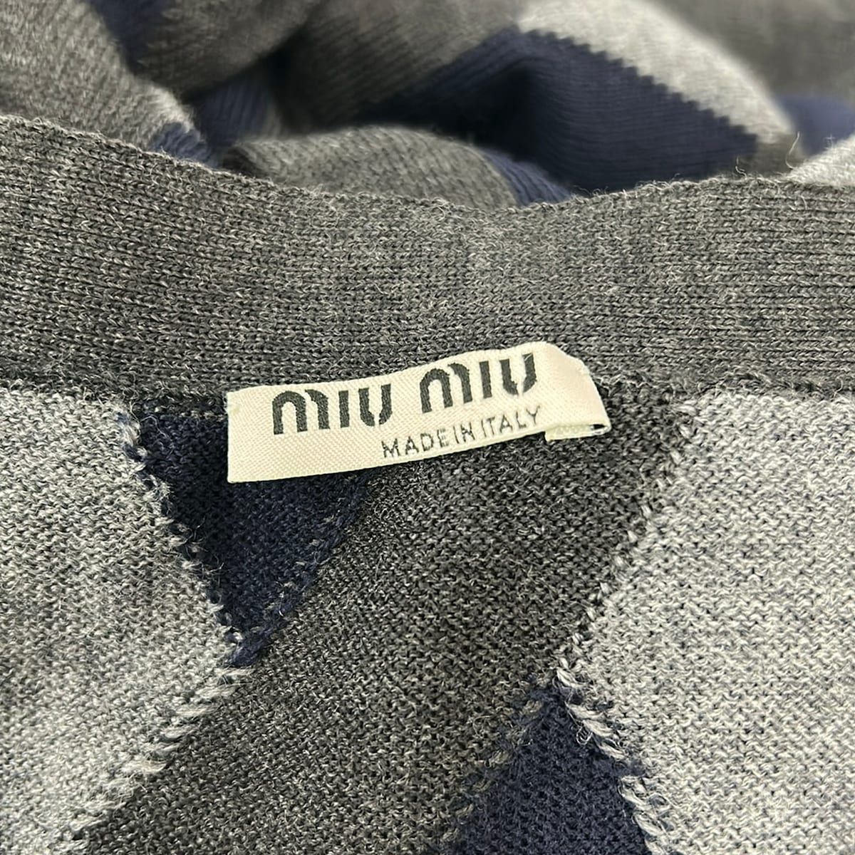 Miu Miu Cardigan 42 M Dark Gray Dark Navy Light Short Sleeve See Through Long — view 3