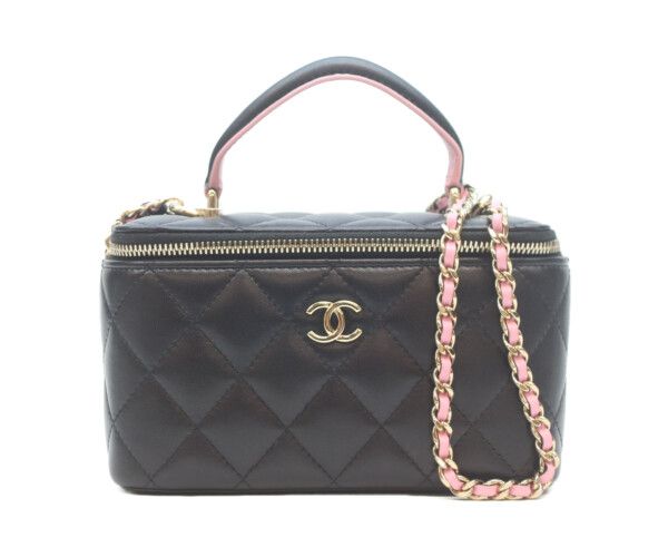 Chanel Black Pink Top Handle Chain Shoulder