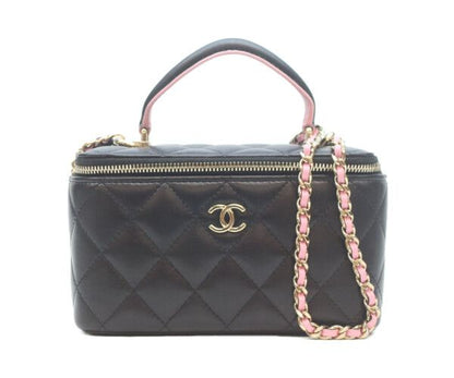 Chanel Black Pink Top Handle Chain Shoulder