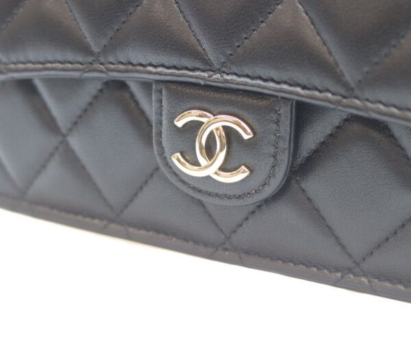 Chanel Black Lamb Gold Top Handle Chain Clutch — view 6