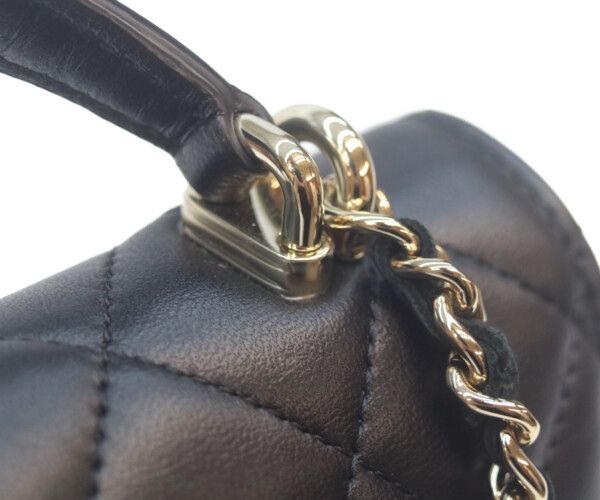 Chanel Black Lamb Gold Top Handle Chain Clutch — view 9