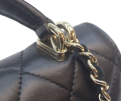 Chanel Black Lamb Gold Top Handle Chain Clutch — view 9