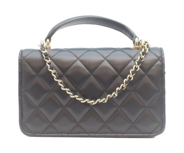 Chanel Black Lamb Gold Top Handle Chain Clutch — view 3