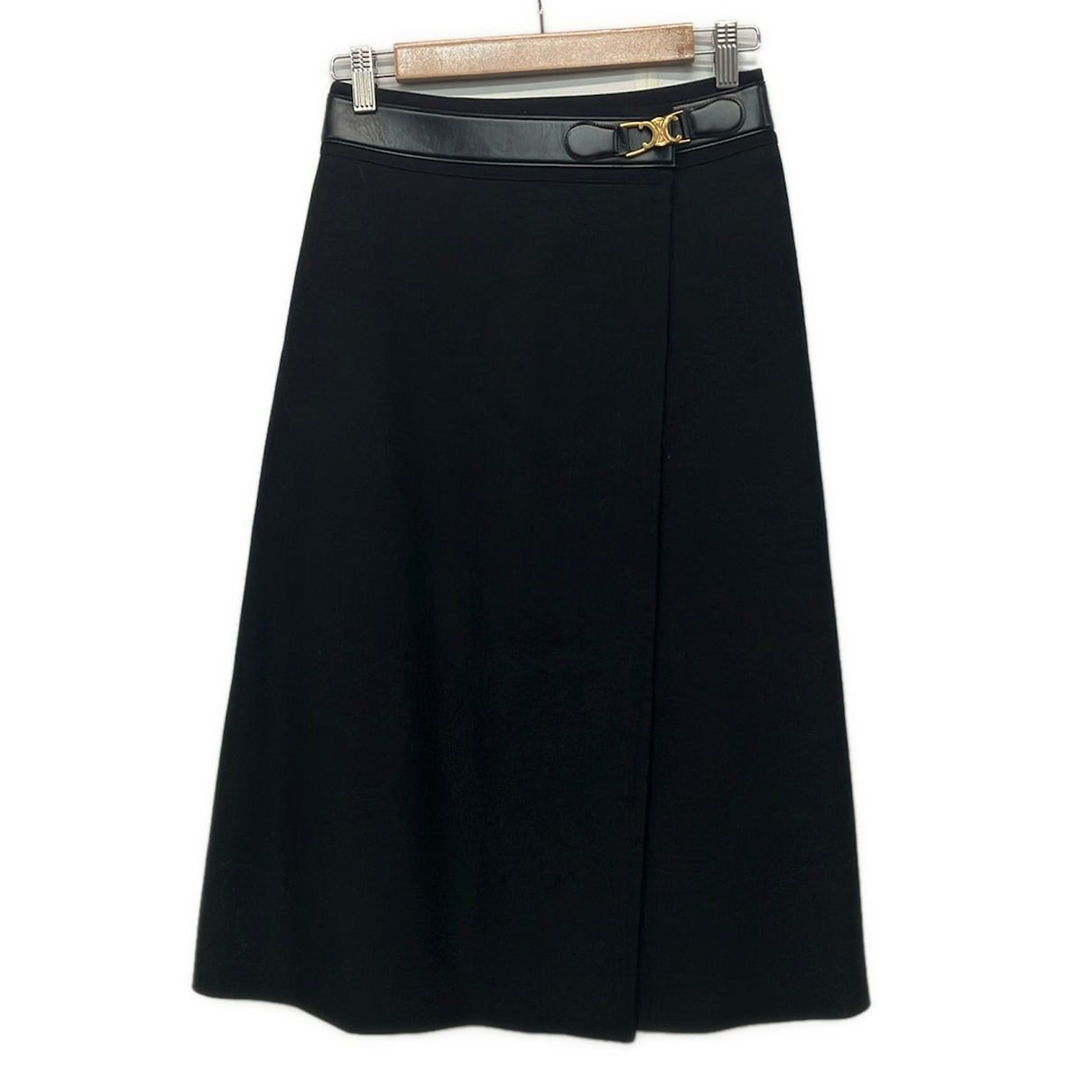Celine Wrapped Skirt 34 S Black Long