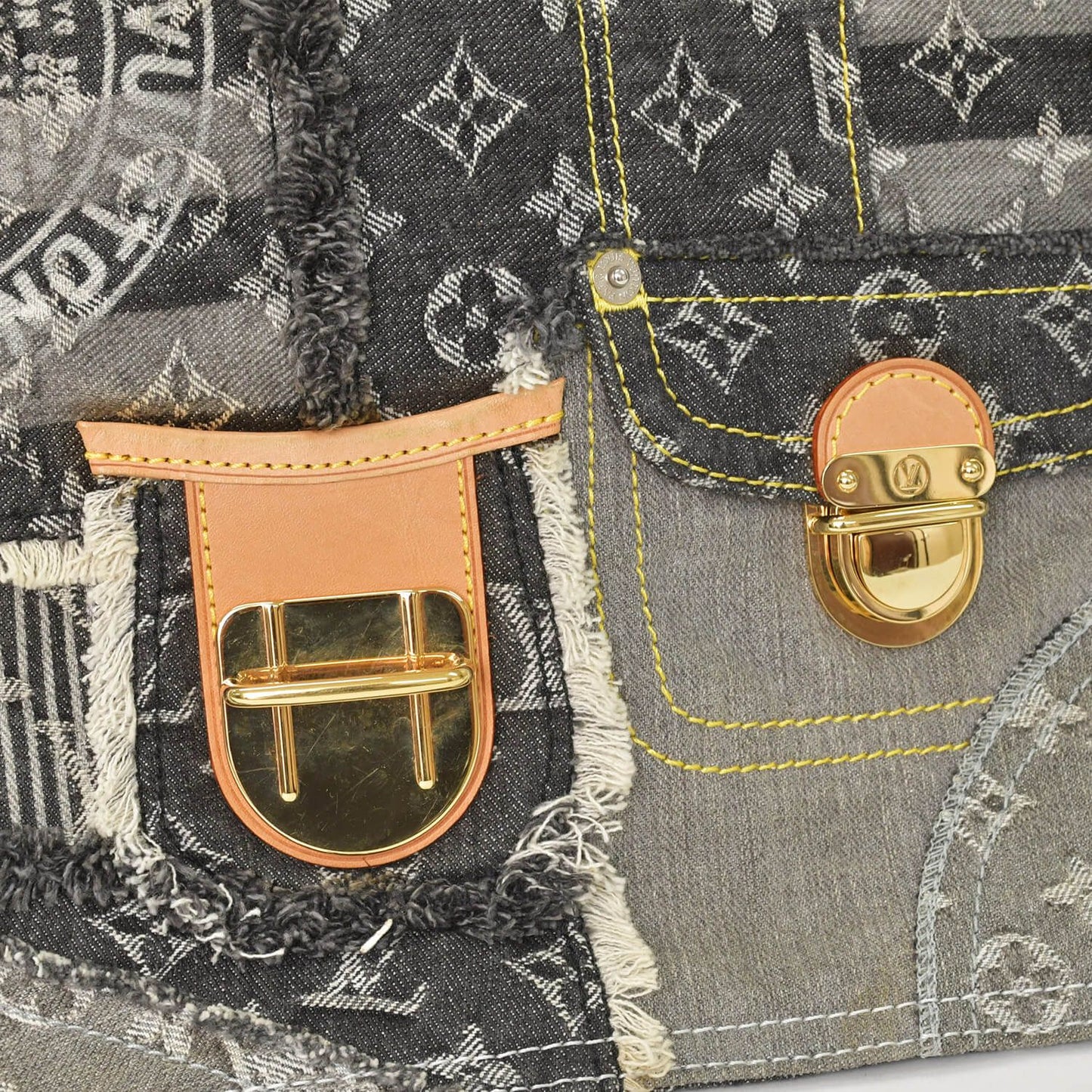 Louis Vuitton Monogram Denim Patchwork Posty Messenger Bag Gray — view 6