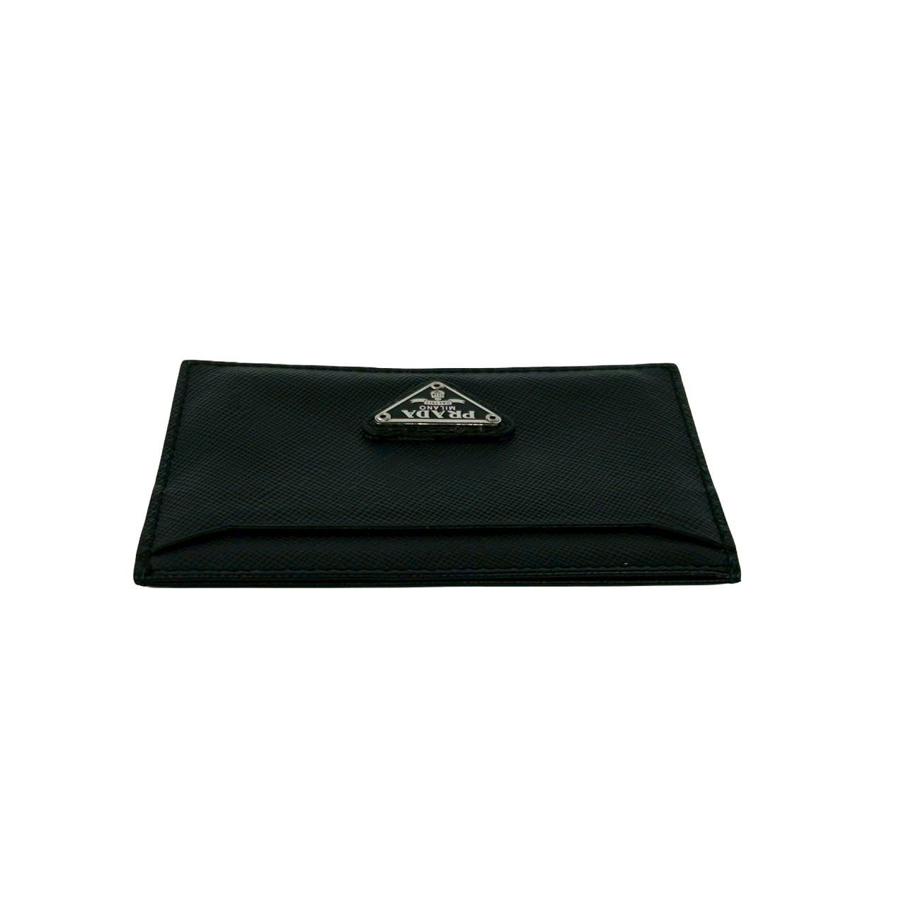 Prada Saffiano Leather Card Case Business Holder Black — view 3