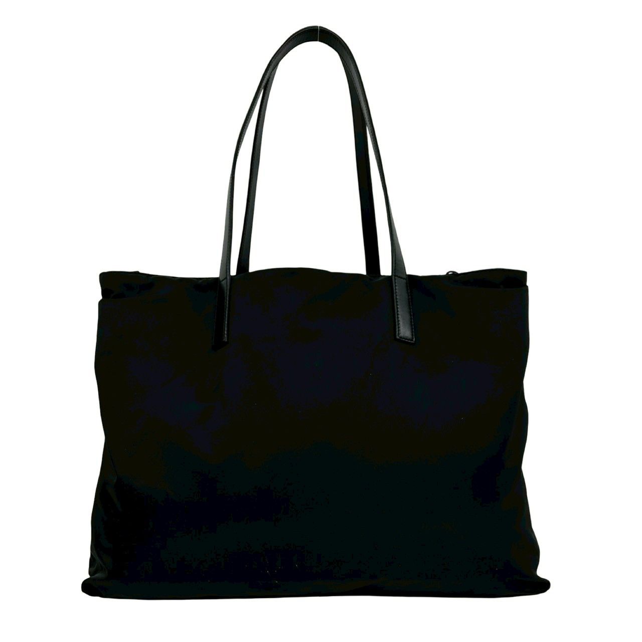 Prada Triangle Logo Tessuto Nylon Leather Tote Business Black — view 3