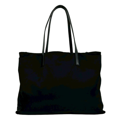 Prada Triangle Logo Tessuto Nylon Leather Tote Business Black — view 3