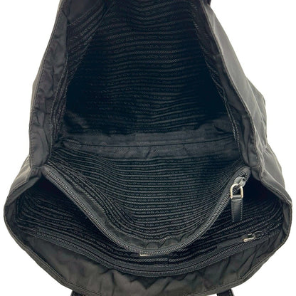 Prada Triangle Logo Tessuto Nylon Leather Tote Business Black — view 9