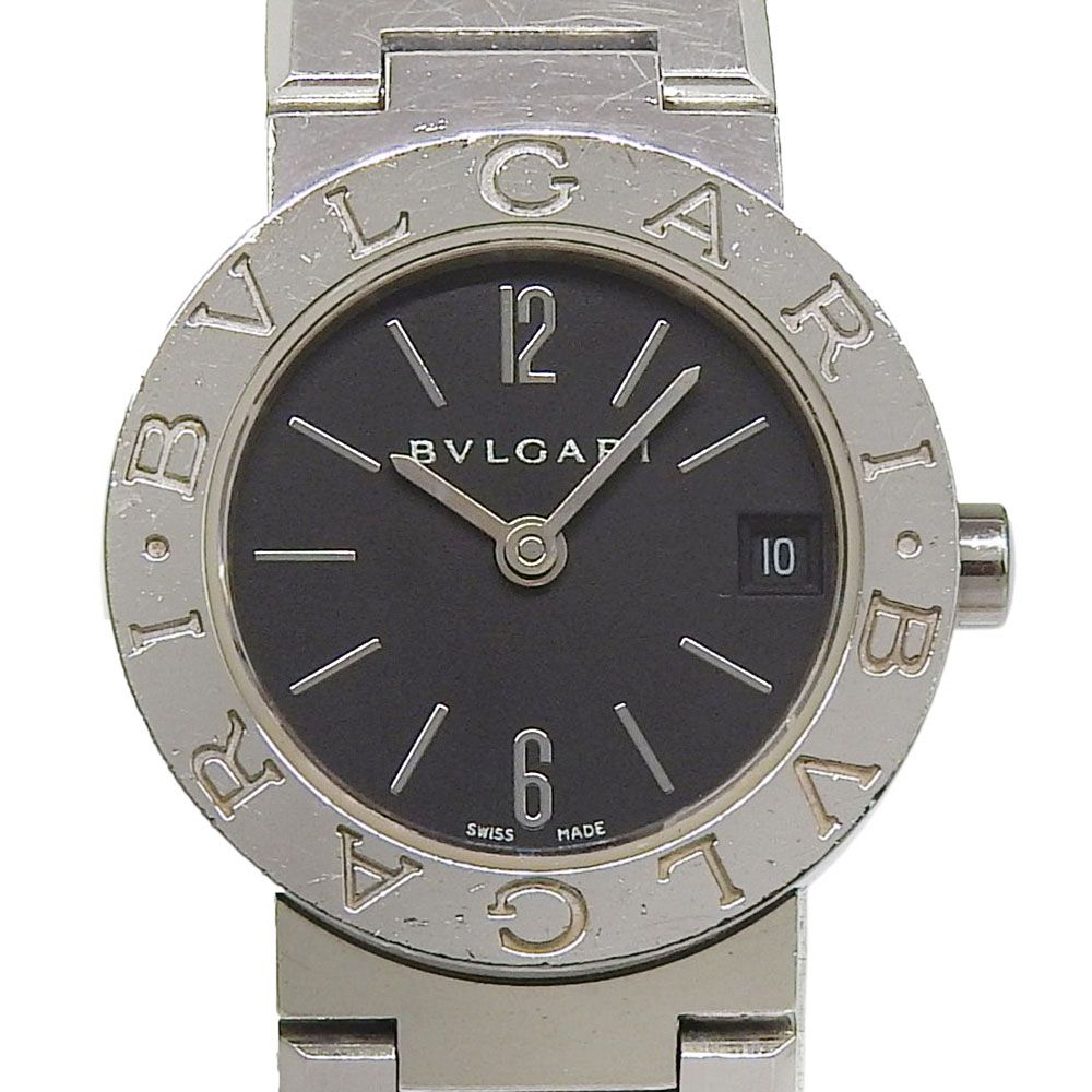 Bvlgari Stainless Steel Kuo Analog Display Black Dial Watch