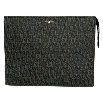 Saint Laurent Paris Clutch Classic Toile Monogram Dark Brown Black