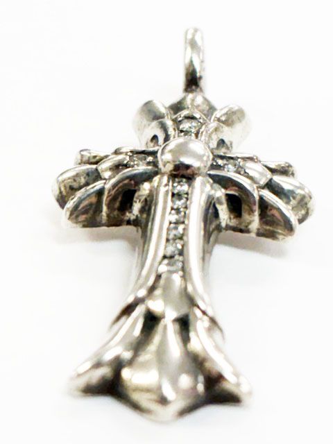 Chrome Hearts Dbl CH Crs P Dmnd Double CH Cross Charm Pave Diamond Silver — view 4