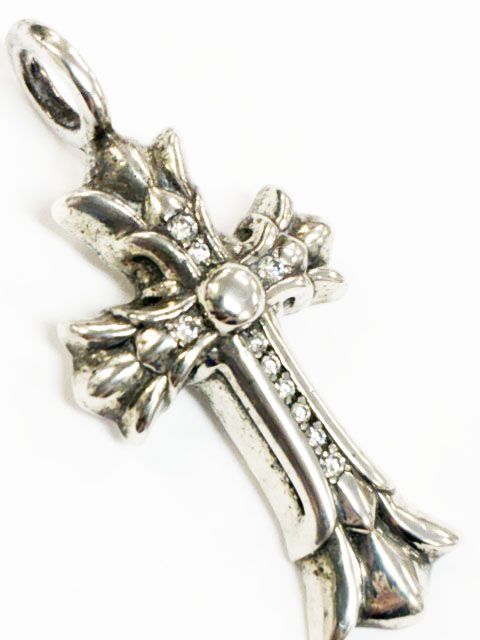 Chrome Hearts Dbl CH Crs P Dmnd Double CH Cross Charm Pave Diamond Silver — view 3
