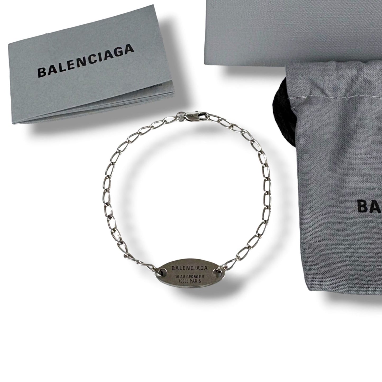 Balenciaga Everyday Bracelet Antique Silver Chain Anklet BB Logo