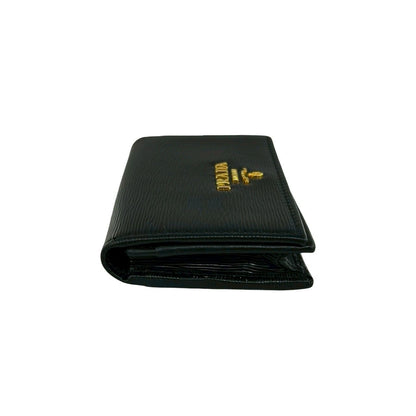Prada Logo Gold Leather Card Case Business Holder Wallet Coin Purse Black — view 5