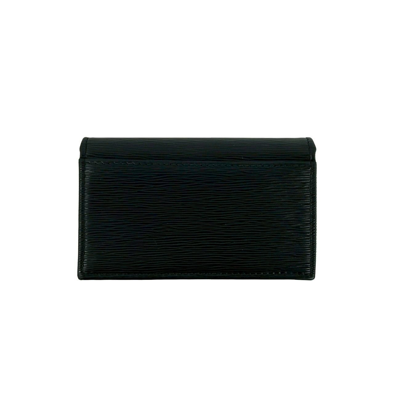 Prada Logo Gold Leather Card Case Business Holder Wallet Coin Purse Black — view 2