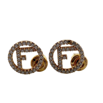 Fendi Rhinestone Earrings Gold — view 3