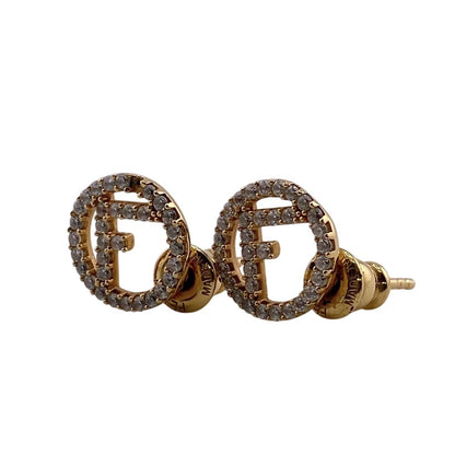 Fendi Rhinestone Earrings Gold