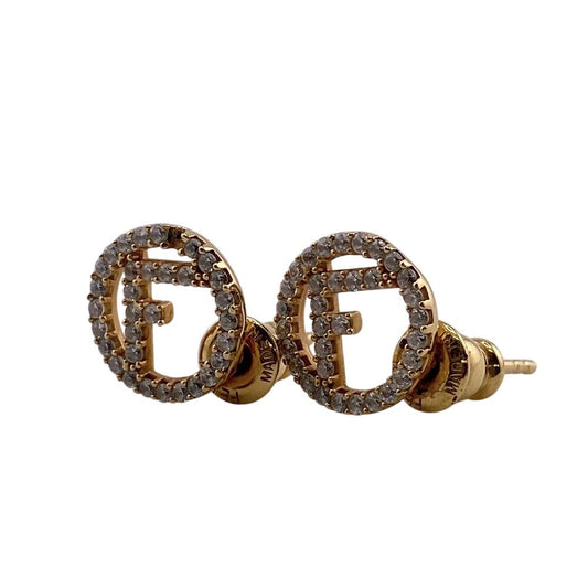 Fendi Rhinestone Earrings Gold