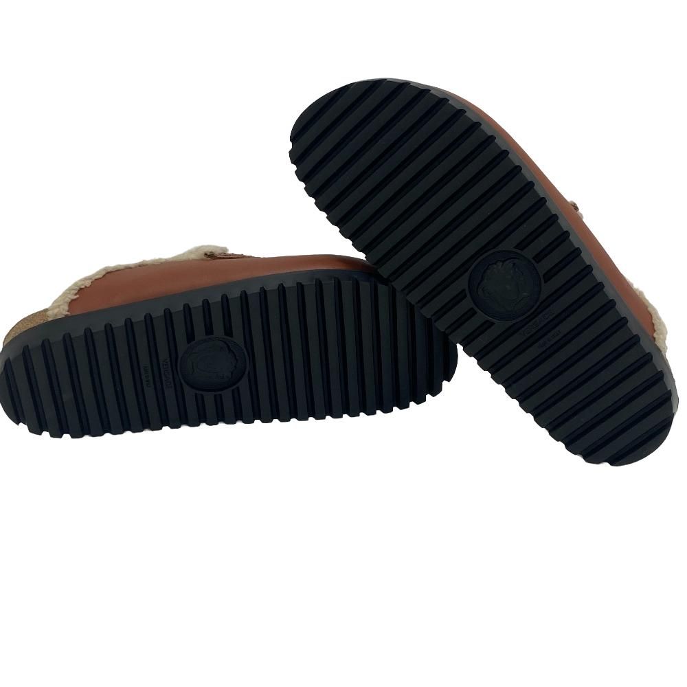 Versace Medusa Slide Sandals Leather Mules Brown — view 5