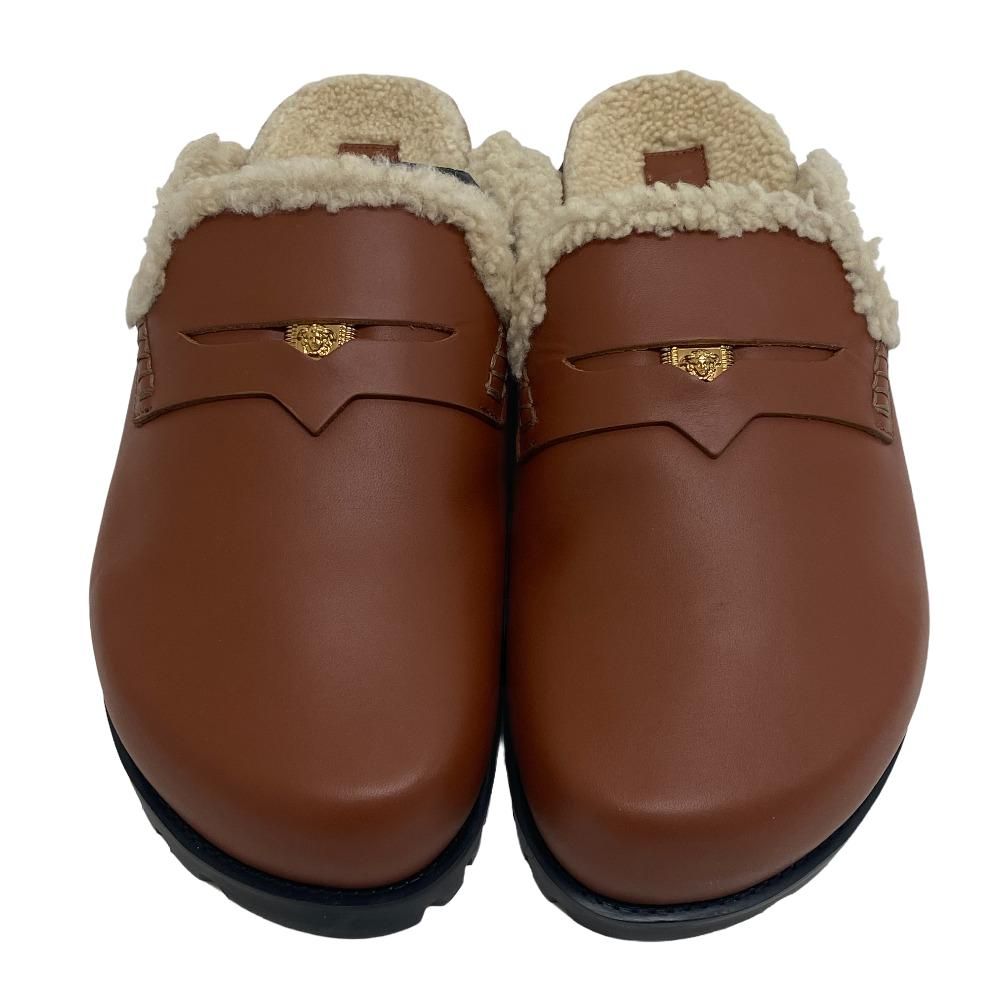 Versace Medusa Slide Sandals Leather Mules Brown — view 2