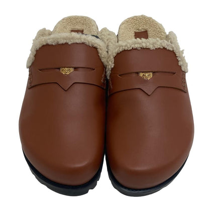 Versace Medusa Slide Sandals Leather Mules Brown — view 2