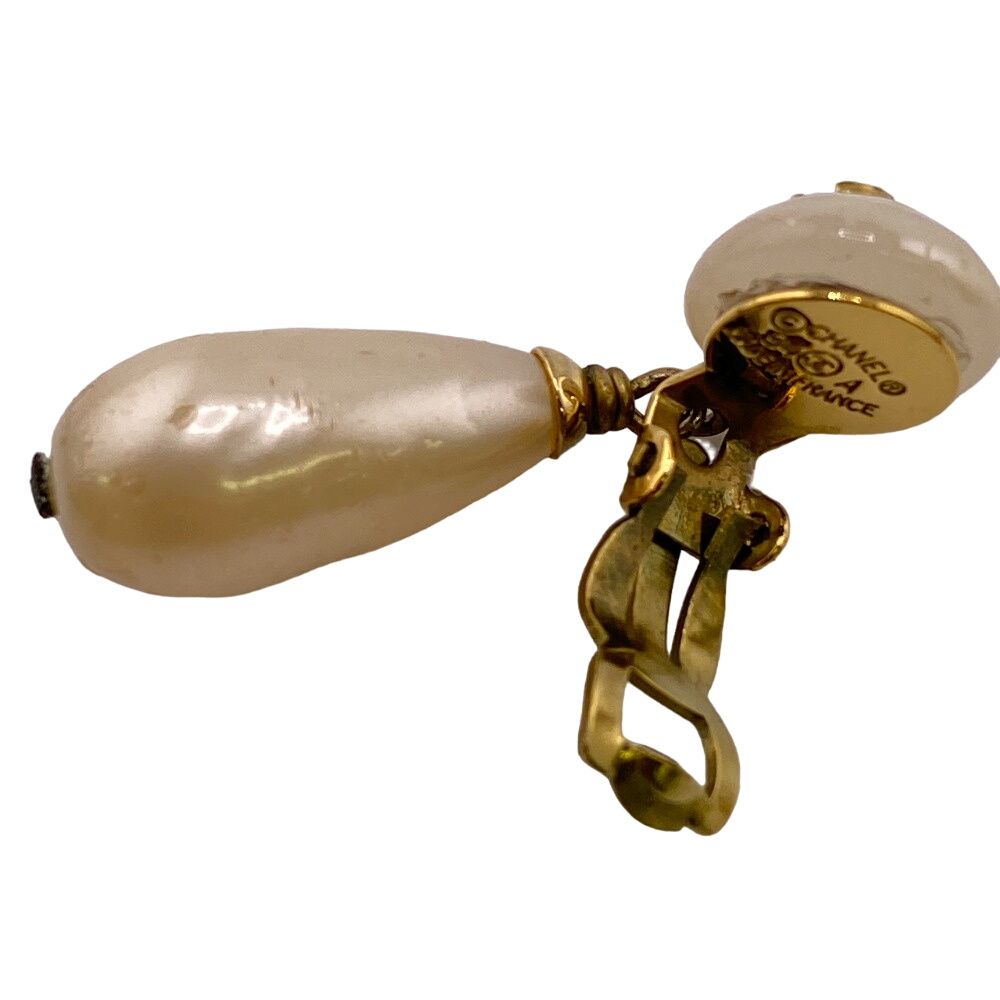 Chanel Faux Pearl Earrings Gold — view 6
