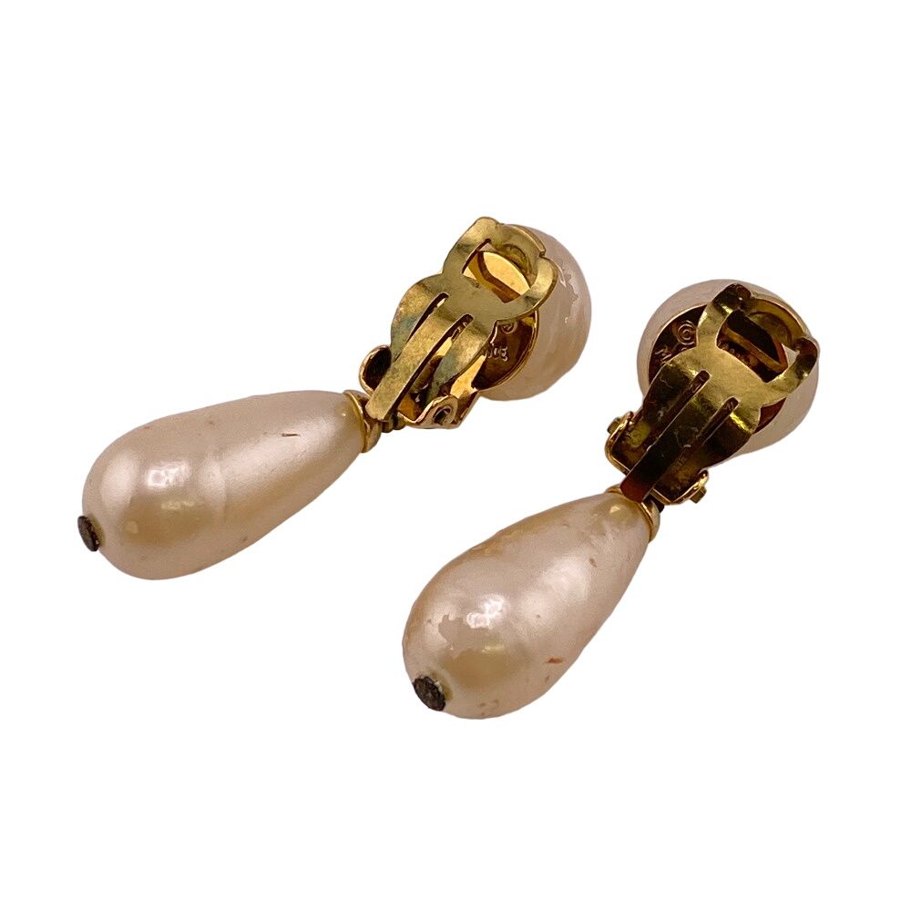 Chanel Faux Pearl Earrings Gold — view 4