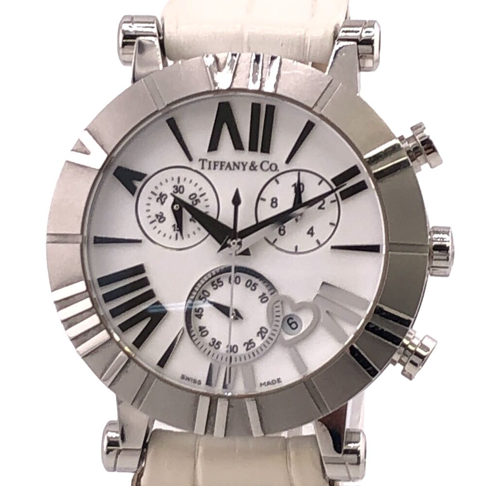 Tiffany & Co Chronograph Atlas Quartz Stainless Steel Watch Silver