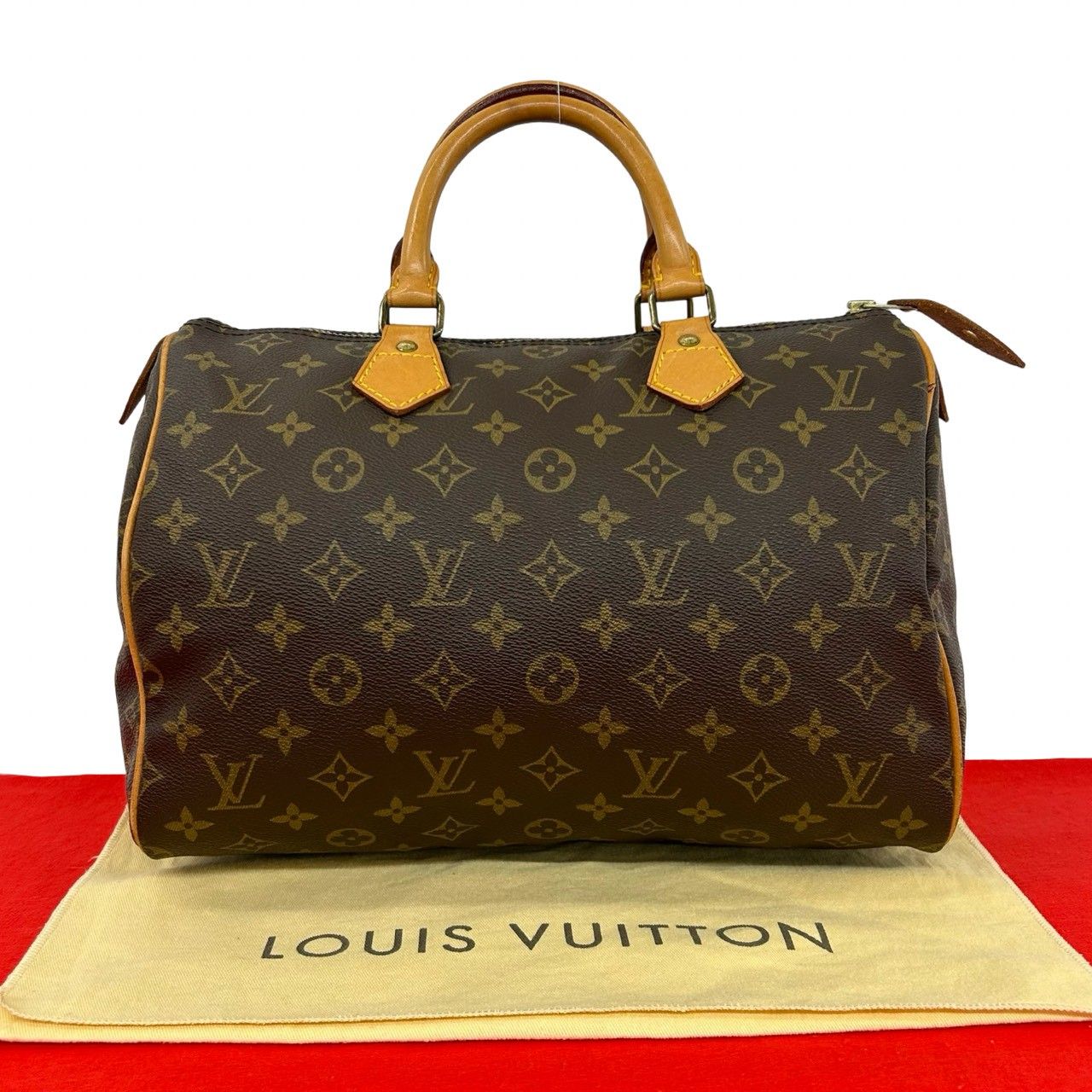 Louis Vuitton Vintage Speedy 30 Monogram Leather Boston Bag Brown