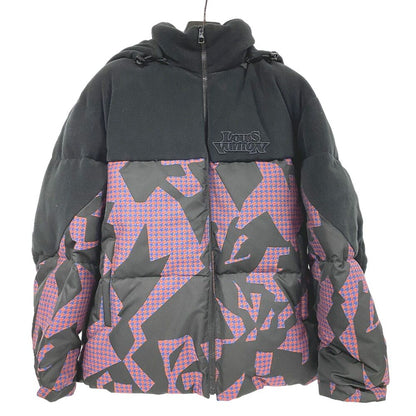 Louis Vuitton Bimaterial Hooded 48 Polyester Down Jacket Black