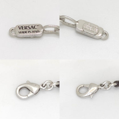 Versace Oval Plate Beads Bracelet 18.2 22 cm Greca Cross Black Color Silver — view 5