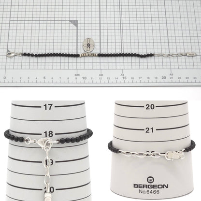 Versace Oval Plate Beads Bracelet 18.2 22 cm Greca Cross Black Color Silver — view 7