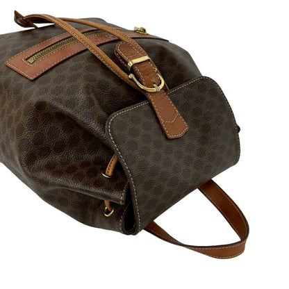 Celine Vintage Macadam Blason Pattern Leather Backpack Brown — view 4