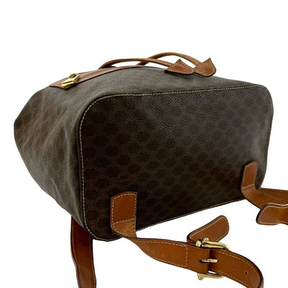 Celine Vintage Macadam Blason Pattern Leather Backpack Brown — view 7