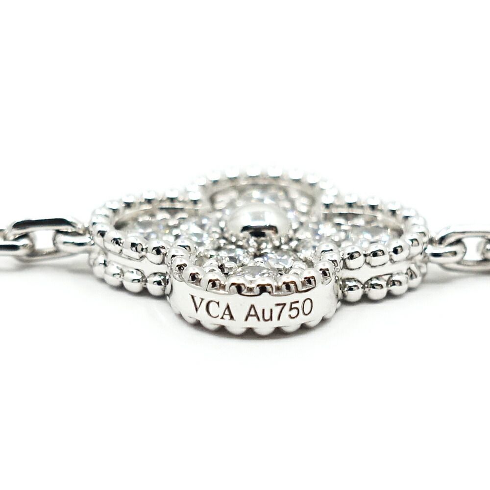 Van Cleef & Arpels 18k White Gold Vintage Alhambra Bracelet Diamond 5 Motif — view 7