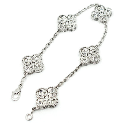 Van Cleef & Arpels 18k White Gold Vintage Alhambra Bracelet Diamond 5 Motif — view 9