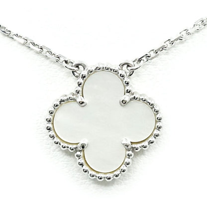 Van Cleef & Arpels 18k White Gold Vintage Alhambra Necklace Mop Butterfly Shell
