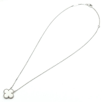 Van Cleef & Arpels 18k White Gold Vintage Alhambra Necklace Mop Butterfly Shell — view 3