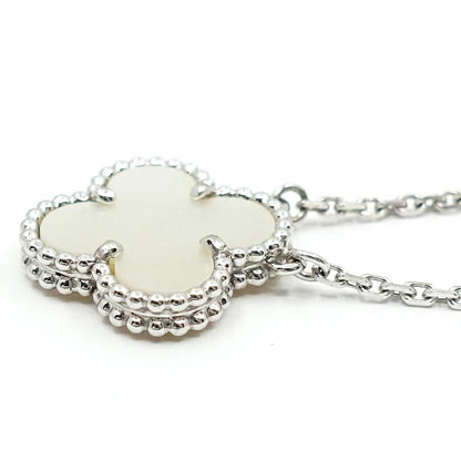 Van Cleef & Arpels 18k White Gold Vintage Alhambra Necklace Mop Butterfly Shell — view 5