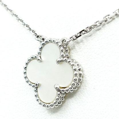 Van Cleef & Arpels 18k White Gold Vintage Alhambra Necklace Mop Butterfly Shell — view 2