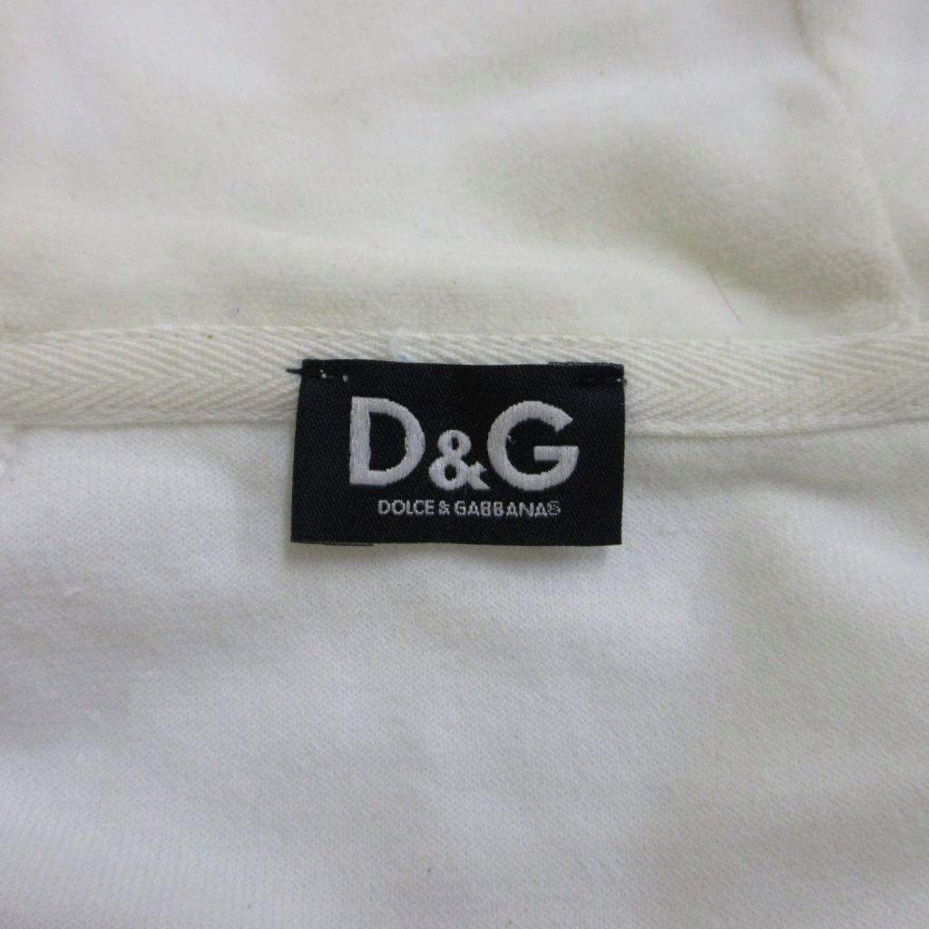 Dolce & Gabbana D&G Hoodie Top M White Long Sleeve Full Zip Cut Replacement — view 5