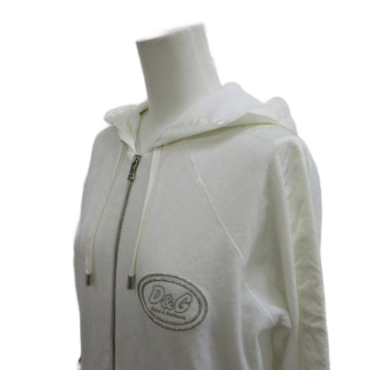 Dolce & Gabbana D&G Hoodie Top M White Long Sleeve Full Zip Cut Replacement — view 4