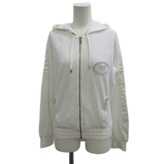 Dolce & Gabbana D&G Hoodie Top M White Long Sleeve Full Zip Cut Replacement
